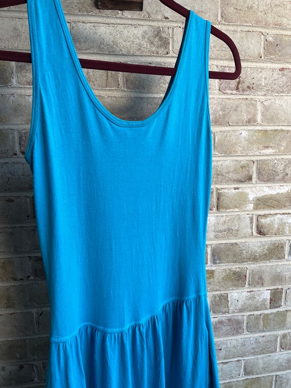 Vintage dress aqua blue simple minimalism sundres… - image 9