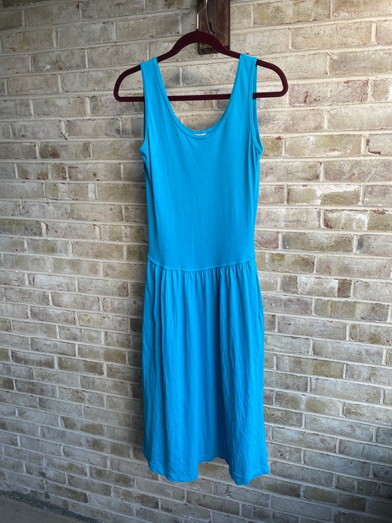 Vintage dress aqua blue simple minimalism sundres… - image 6