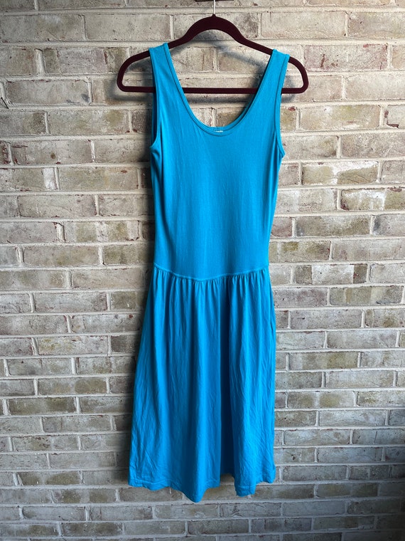 Vintage dress aqua blue simple minimalism sundres… - image 2
