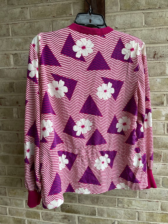Vintage top jacket hot pink sweater 1970 70s card… - image 7