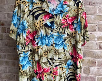 Plus size 20w vintage blouse 90s 1990s floral rayon boho summer tunic Notations xxl 2x