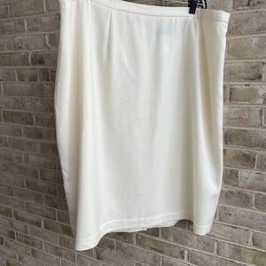 Plus size vintage skirt wool viscose blend winter white mini Sag Harbor 1990 90s size 24w 3x xxxl