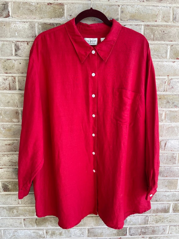 Plus size vintage blouse shirt Oxford 1990 90s re… - image 8