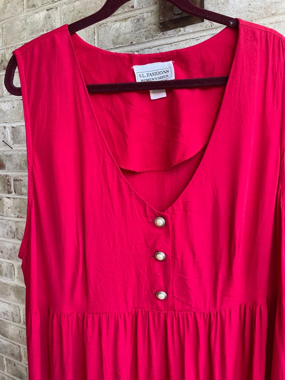 Plus size vintage dress 1990 90s red boho bohemia… - image 3