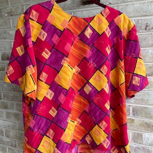 Plus size vintage blouse 1990 90s  shirt boho bohemian hippie hippy bright colors Notations size 20w xxl xl 1x 2x