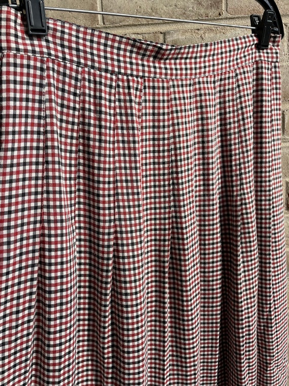 Vintage skirt plaid red black white checkered 198… - image 3