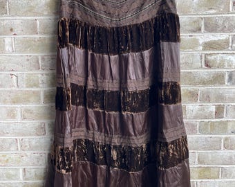 vintage skirt 1990 90s Carole Little boho bohemian goth fairy satin lace velvet trim festival size 12 medium large