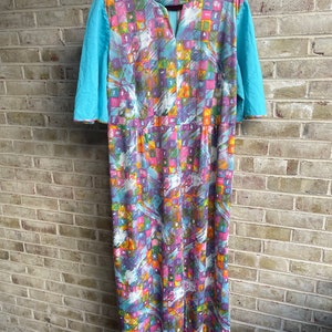Plus size vintage dress galaxy gown xxl Sears 1980 80s psychedelic nylon beauty 18 20 22 xxl 2x