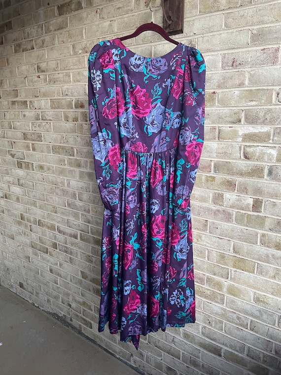 Robe De Bal Vintage Laura Ashley Taille UK16 - Coton Bleu/orange - Très Bon état - Style Rétro Soirée
