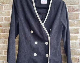 Vintage medium blazer 1970 70s jacket double breasted boho preppy Berg Ray Frocks union tags size 12