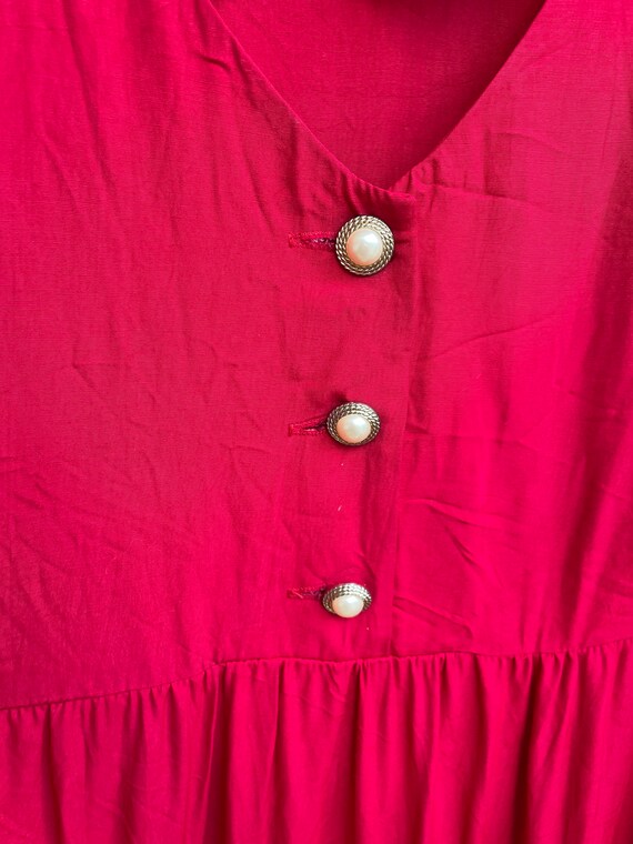 Plus size vintage dress 1990 90s red boho bohemia… - image 4