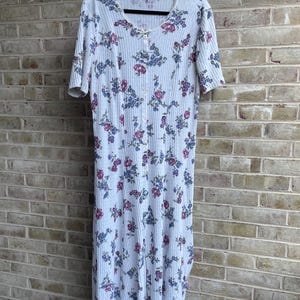 plus size vintage dress 1980 80s cotton lace thermal floral LA Girl 1x 16 18 xxl