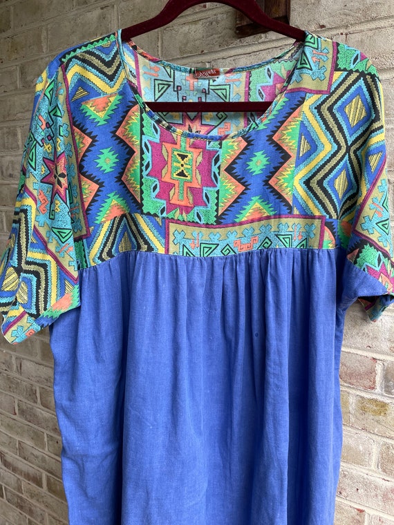 Plus size vintage dress soft boho rainbow sundres… - image 3