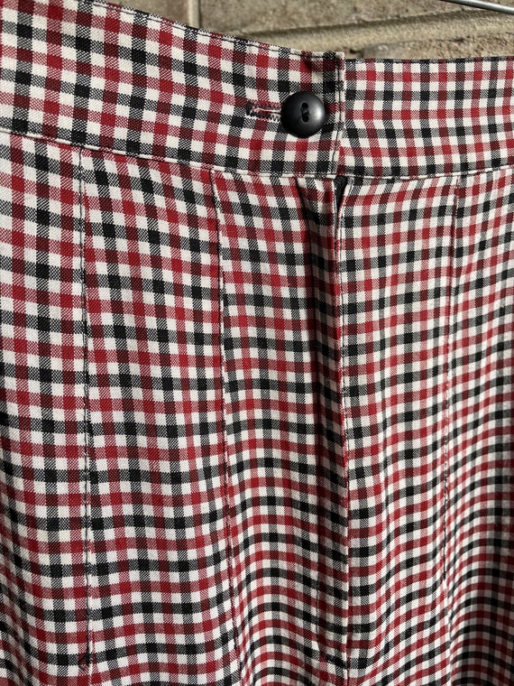 Vintage skirt plaid red black white checkered 198… - image 7