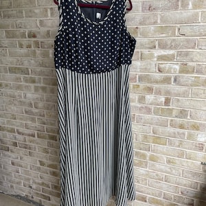 Plus size vintage dress boho bohemian black white 1990 90s size 20w xxl 2x