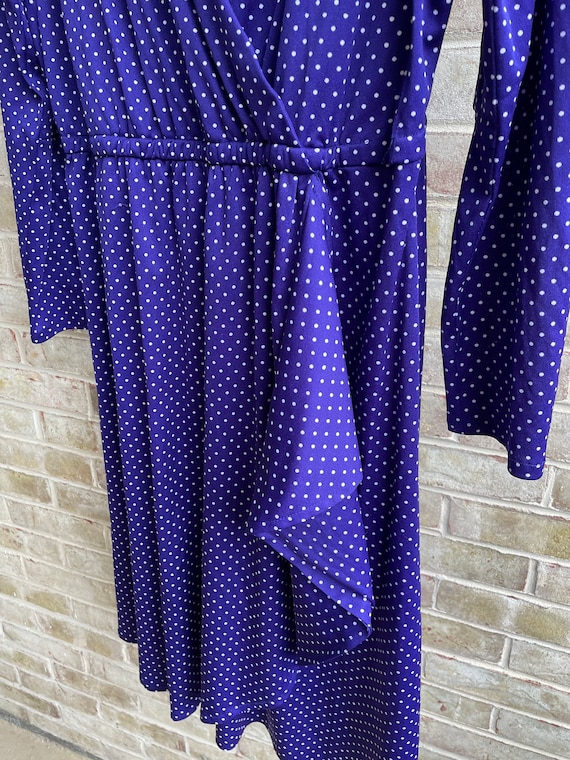 Plus size vintage dress royal blue white polka do… - image 10