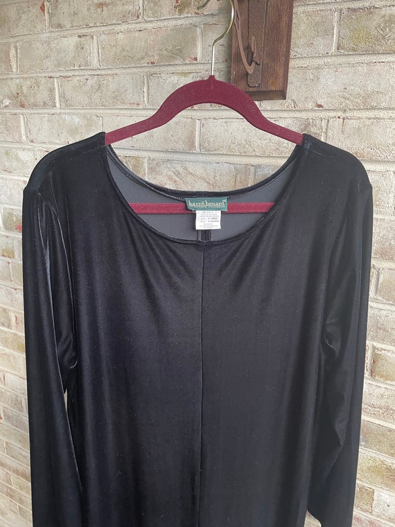 Plus size vintage dress stretch velvet inky black… - image 4