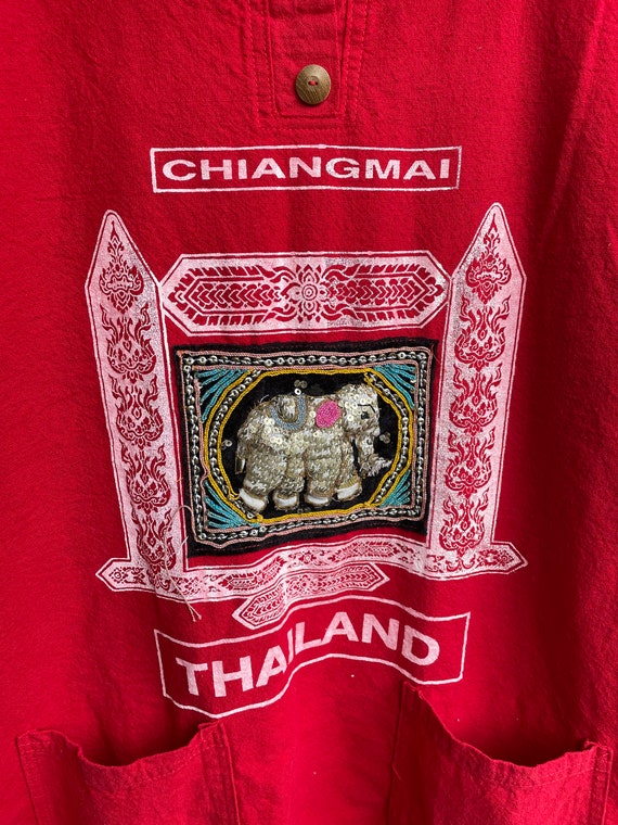 Vintage shirt blouse top souvenir Thailand elepha… - image 2