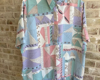 Plus size vintage blouse shirt top Alfred Dunner soft pastel 1980 80s size 20 xxl 1x 2x