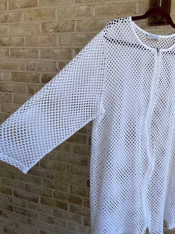 Vintage shirt swim coverup white mesh Jordan Tayl… - image 2