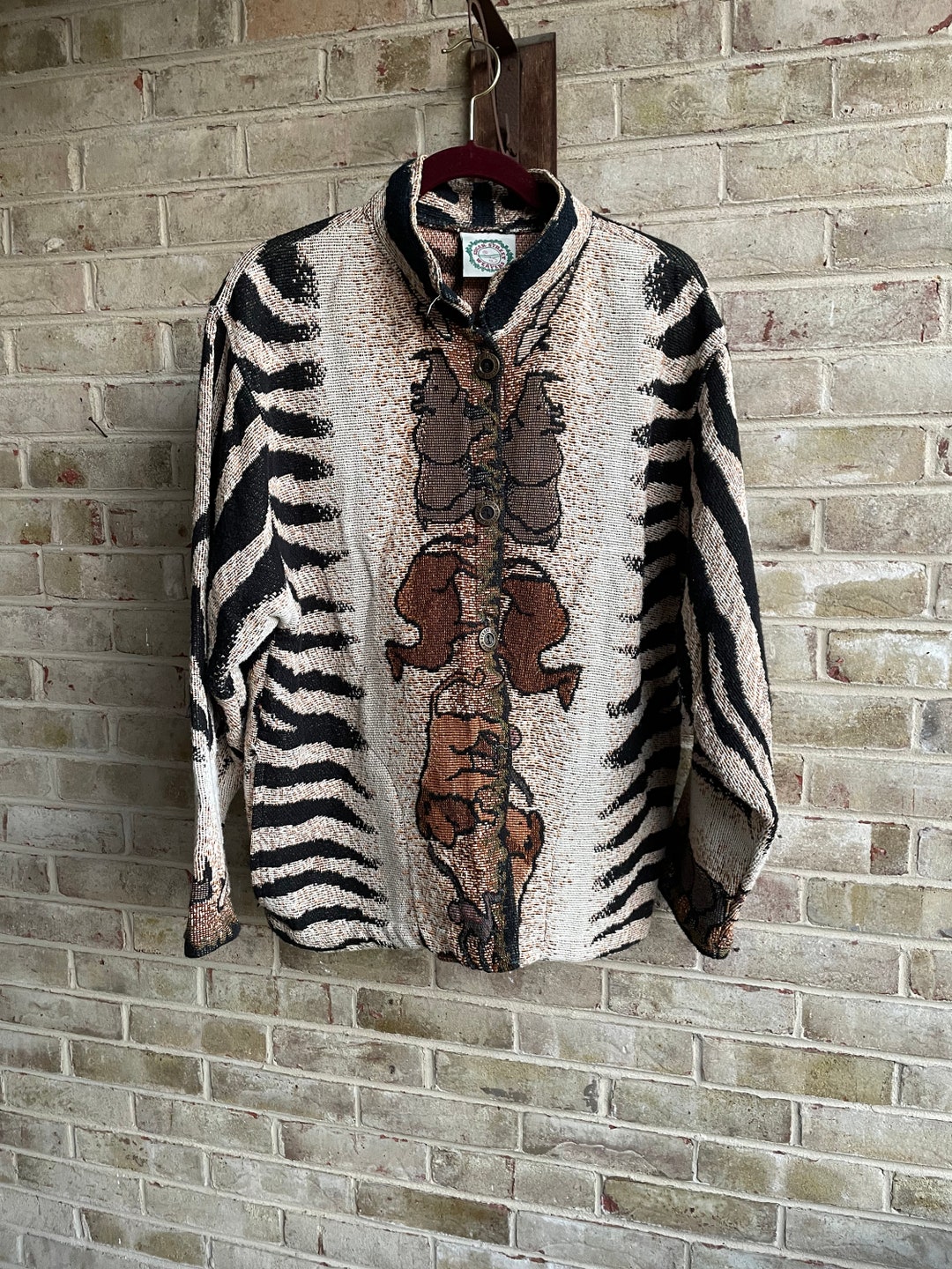 90s Vintage Zebra Stripe Cotton Blazer