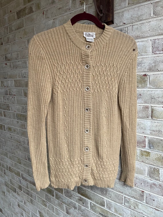 Vintage sweater wool 1970 70s caramel camel color soft cardigan