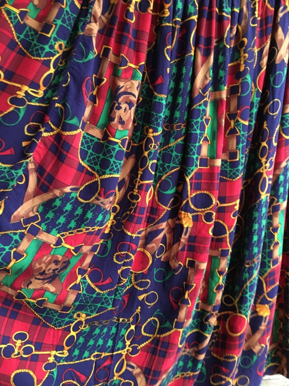 Plus size vintage skirt baroque 80s plaid dogs hun