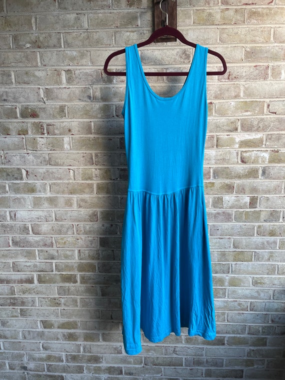 Vintage dress aqua blue simple minimalism sundres… - image 10