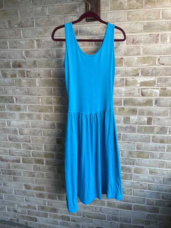 Vintage dress aqua blue simple minimalism sundres… - image 7
