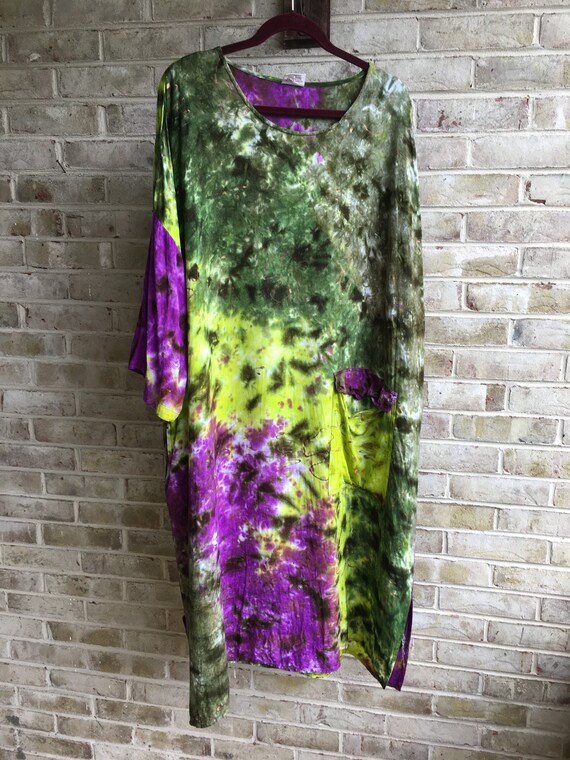 Plus size vintage dress kaftan tunic 1990 90s boh… - image 1