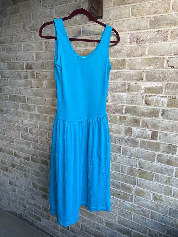 Vintage dress aqua blue simple minimalism sundres… - image 1