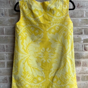 vintage dress 1960s 1970s lemon yellow cotton mini dress sundress small
