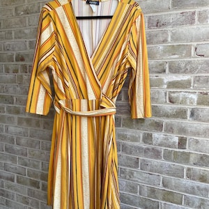 plus size vintage dress 1990 90s wrap dress stripe preppy soft 1x 14 16 18 xxl