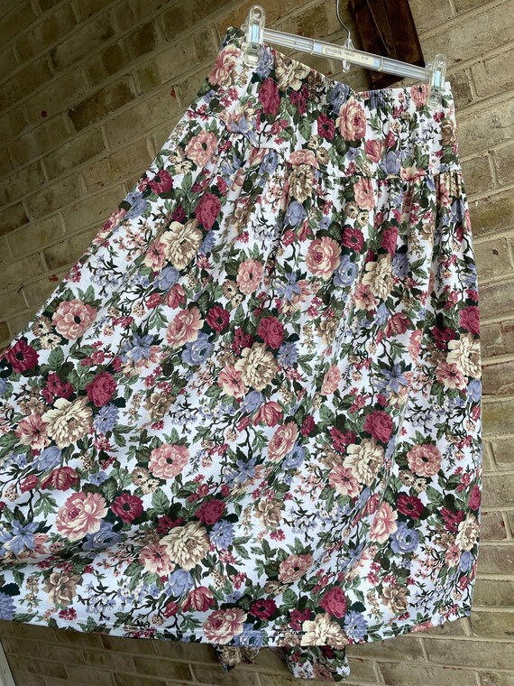 vintage skirt blouse set 1980 80s floral boho bohemia… - Gem
