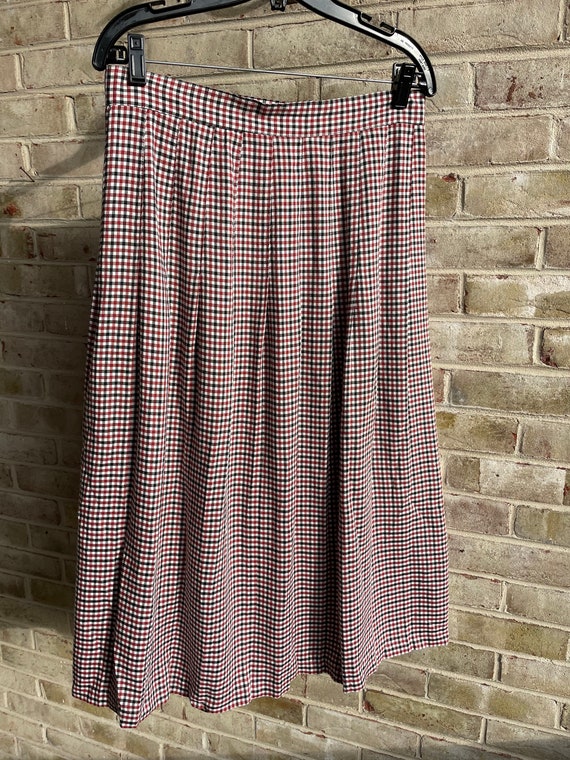 Vintage skirt plaid red black white checkered 198… - image 9