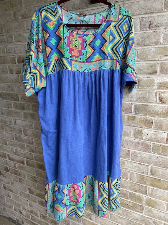 Plus size vintage dress soft boho rainbow sundres… - image 2