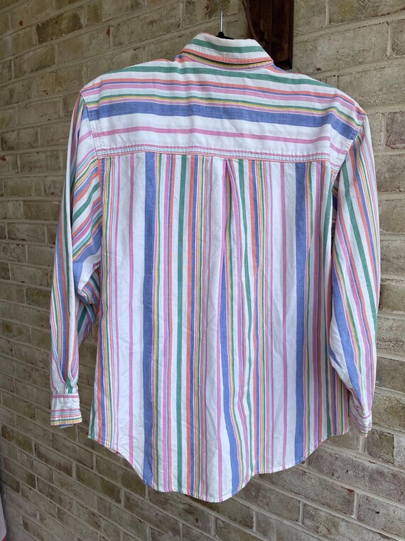 Haut Vintage Années 90 à Rayures Pastel - Taille L - Occasion En Très Bon état