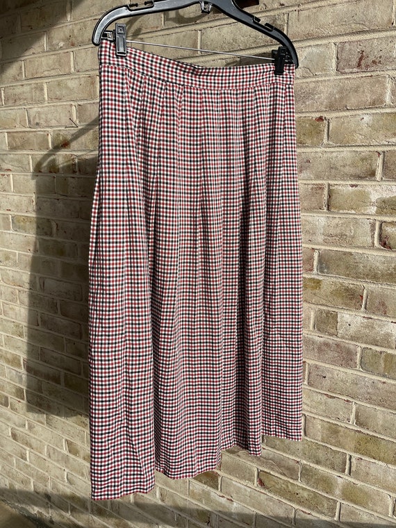 Vintage skirt plaid red black white checkered 198… - image 1