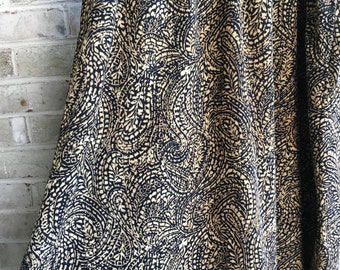 Plus size vintage SET skirt shirt xl Bonworth pockets brushed poly soft paisley tan and black elastic waist 1980 midi fabulous