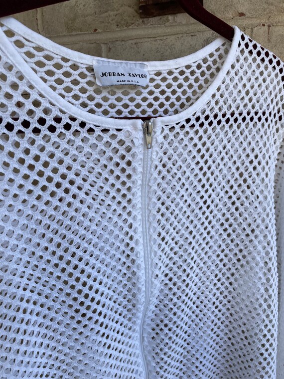 Vintage shirt swim coverup white mesh Jordan Tayl… - image 3
