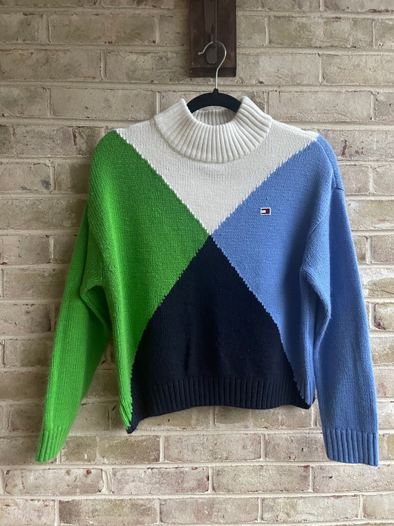 vintage sweater 1990 Y2K Tommy Hilfiger color blo… - image 1