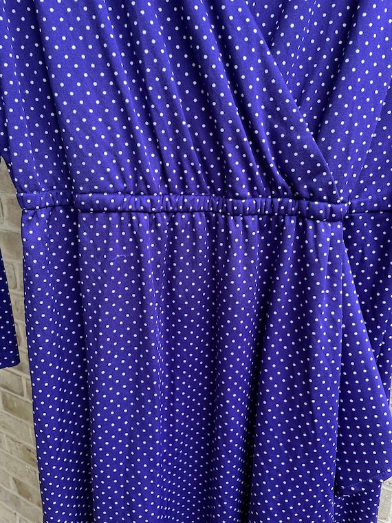 Plus size vintage dress royal blue white polka do… - image 5