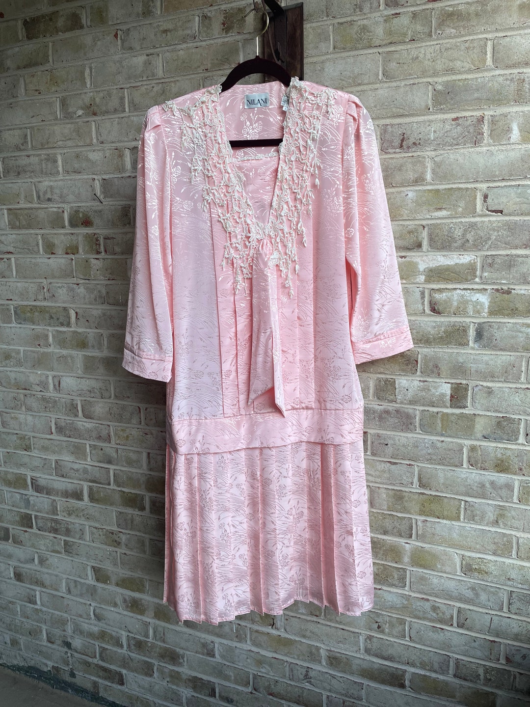Vintage Pink 80s Dress L