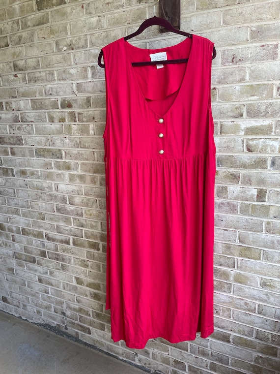 Plus size vintage dress 1990 90s red boho bohemia… - image 1
