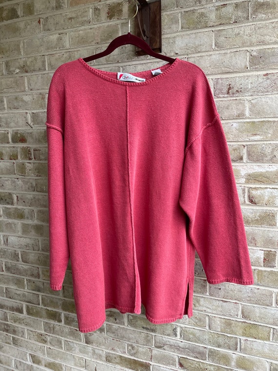 Plus size vintage sweater cotton ramie Chaus Woman