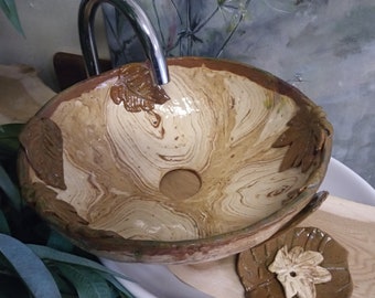 Handmade ceramic sink, wash bowl.