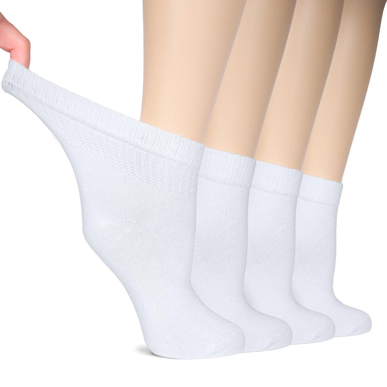 Women's Bamboo Diabetic Ankle Socks, Sizes 6-12, 4-Pair All Season image 5