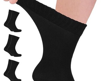 HUGH UGOLI Women's Bamboo Ankle Loose Fit Diabetic Socks, Soft