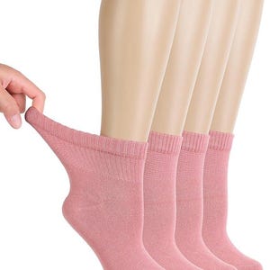 Bamboo Diabetic Ankle Socks for Women, Soft, Loose Fit for Edema & Sensitive Skin Casual Dress, 4 Pairs, by Hugh Ugoli