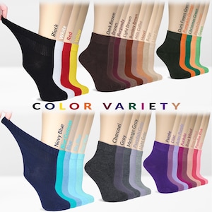 Women’s Bamboo Diabetic Ankle Socks, Soft Non-Binding Loose Top, Organic Breathable Socks for Women, Edema & Sensitive Skin, 4 or 8 Pairs